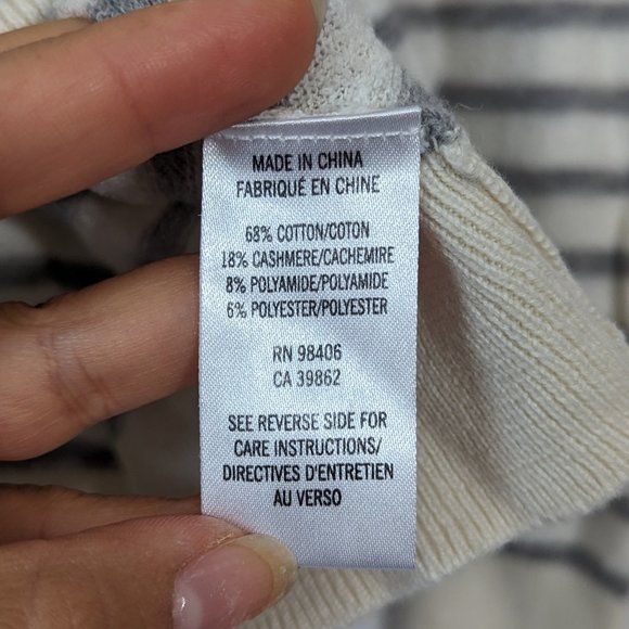 Theory Striped Grey White Crewneck Sweater Size Large - Picture 7 of 12